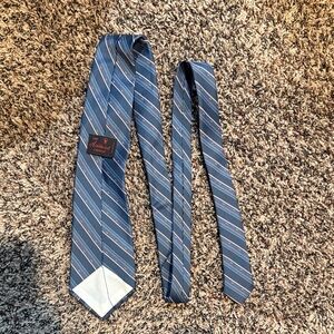 Vintage Blue Striped Tie with Subtle Silver Accents